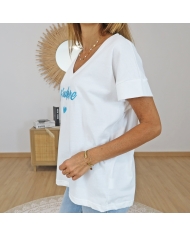 t-shirt col v femme coupe fluide coton