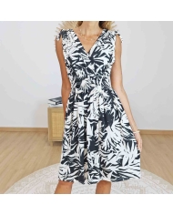 robe fluide femme imprimé noir blanc