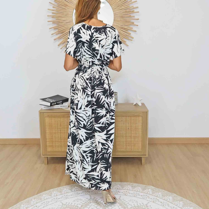 robe longue noire blanche femme fluide