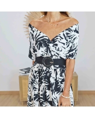 robe décolleté croisé femme noire blanche