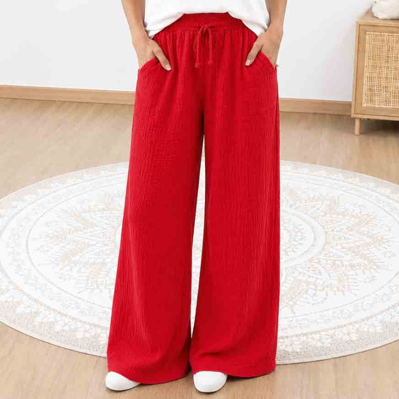 pantalon rouge femme large fluide