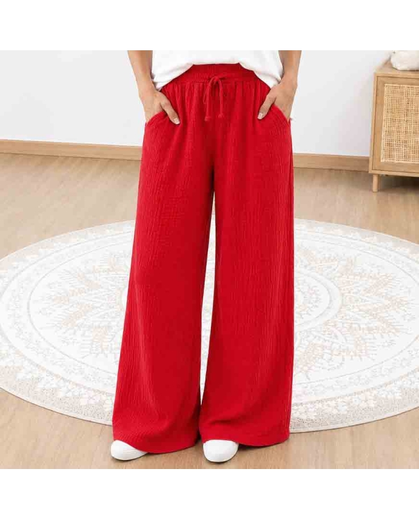 pantalon rouge femme large fluide
