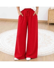 pantalon rouge femme large fluide