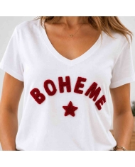 t shirt bohème femme col v