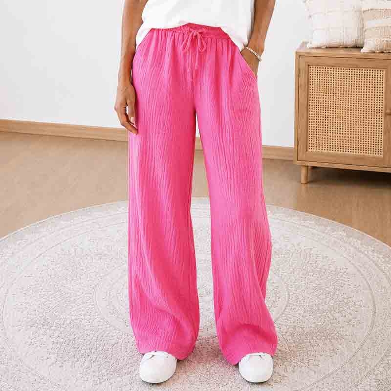 pantalon rose femme large fluide