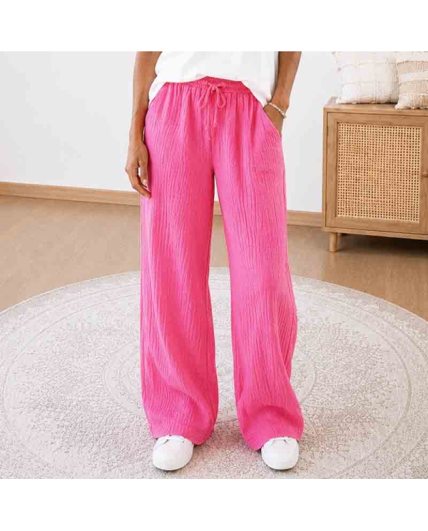 pantalon rose femme large fluide