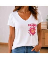 t shirt paradise femme col v