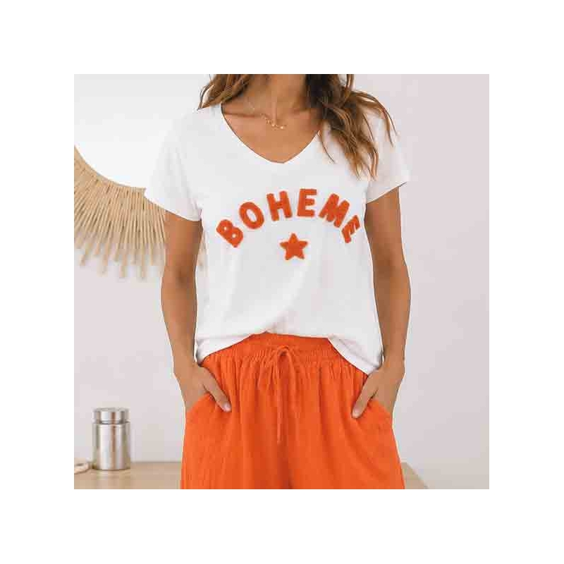 look t shirt orange femme