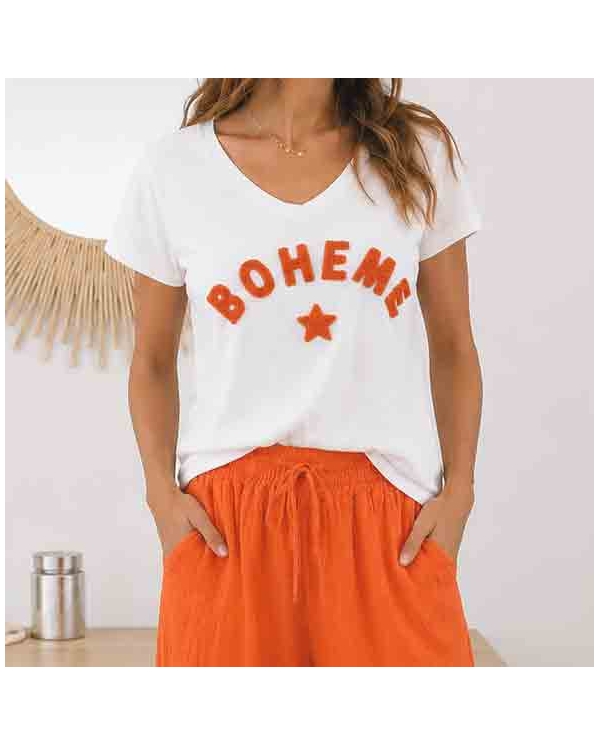 look t shirt orange femme