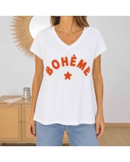 t shirt bohème orange femme porté