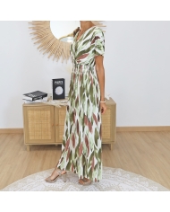 robe longue imprimé kaki portée