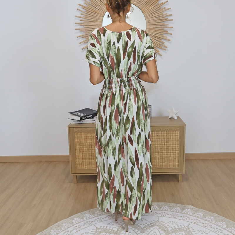 Robe longue Alma Verte et Moka