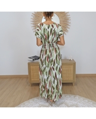 Robe longue Alma Verte et Moka