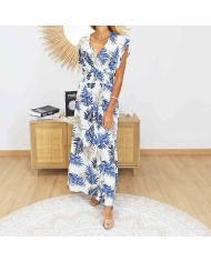 robe longue bleue portée été