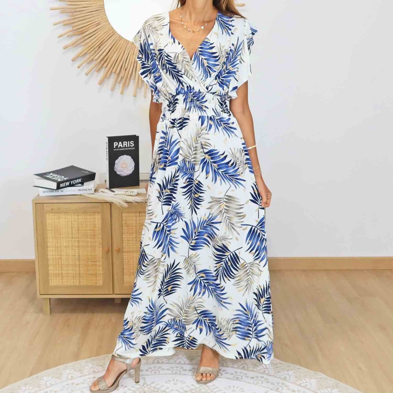 robe bohème chic bleu femme