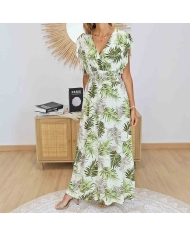 robe fluide imprimé tropical femme