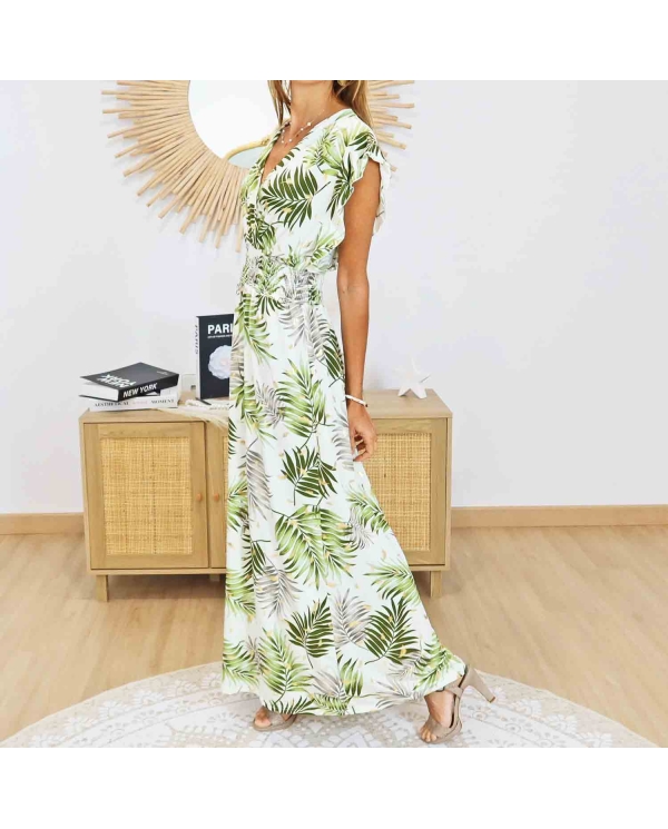 robe longue verte portée été