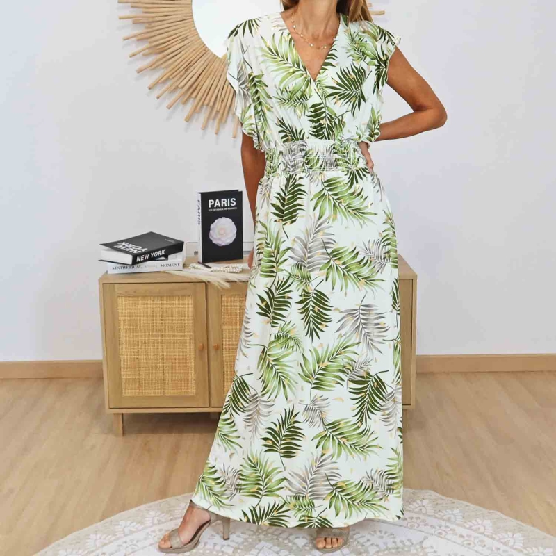 robe bohème chic vert femme