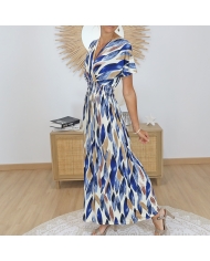 robe longue bleue portée été