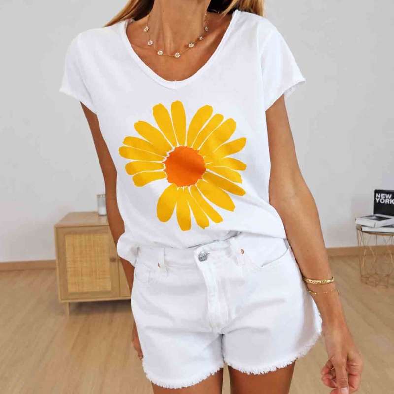 t-shirt marguerite femme été