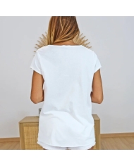 t-shirt blanc col v femme porté