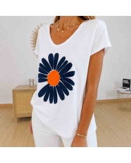t-shirt blanc col v femme style bohème