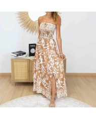 robe longue bustier moka maeva portée face