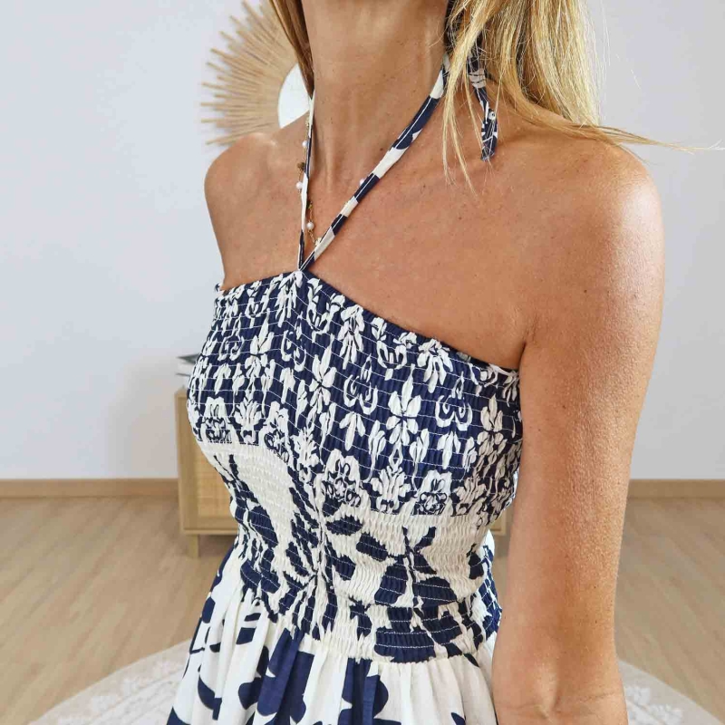 robe imprimée marine blanc femme