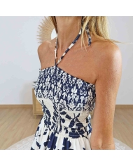 robe imprimée marine blanc femme