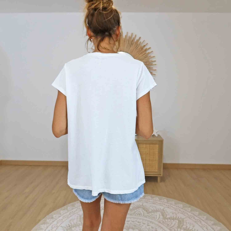 T-shirt casual chic blanc femme tendance
