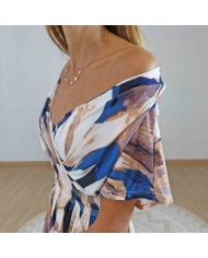 Robe magique Elina bleu et beige