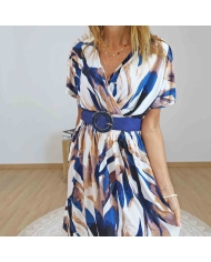 Robe magique Elina bleu et beige
