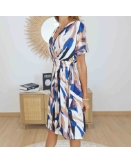Robe magique Elina bleu et beige