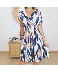 Robe magique Elina bleu et beige