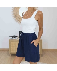 Short fluide femme bleu marine