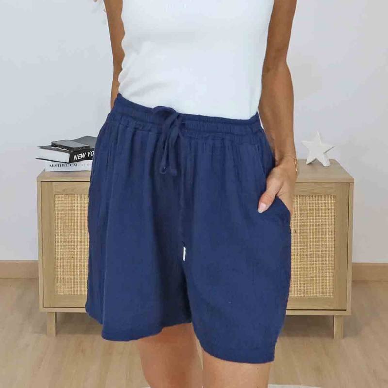 Short confortable femme gaze de coton