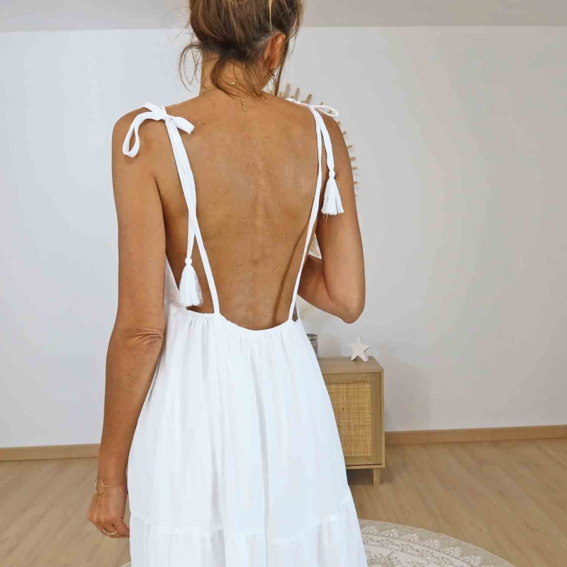 Robe bohème blanche élégante femme