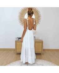 Robe blanche dos nu femme été