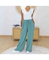 Pantalon casual chic femme gaze de coton
