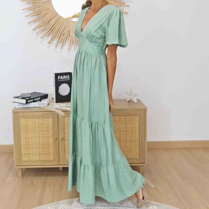 Robe longue amande bohème chic femme