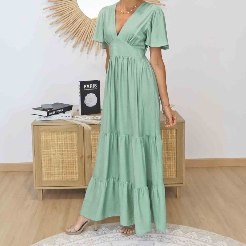 Robe longue dos échancré femme