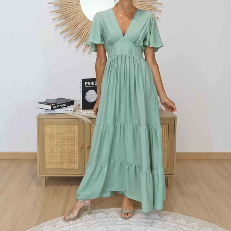 Robe bohème chic manches volantées