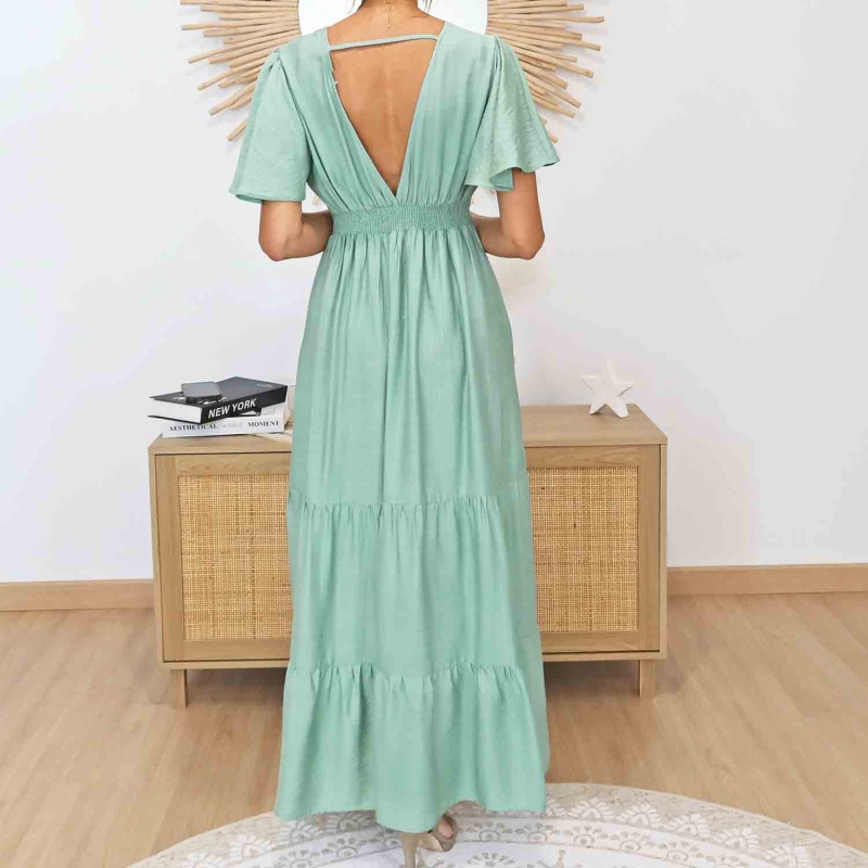 Robe femme été coloris amande élégante
