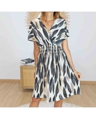 Robe femme fluide extensible noir beige