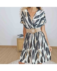 Robe chic décontractée noir beige écru