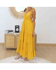 Robe bohème femme bretelles à nouer