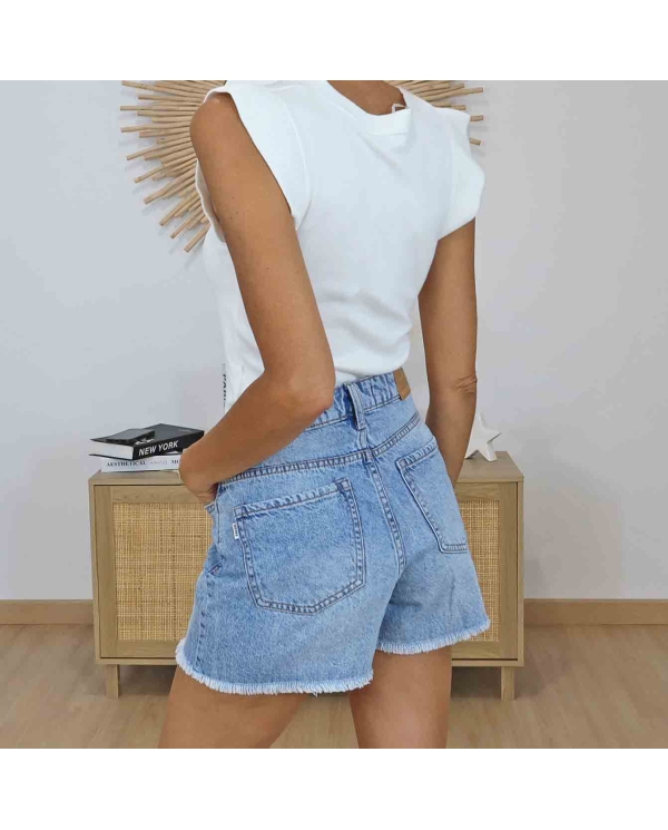 Short jean effiloché femme été