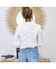 Chemise brodée blanc cassé femme LOUISA