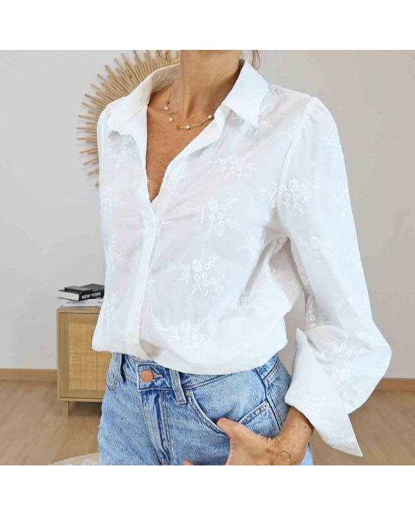 Chemise bohème chic blanche femme