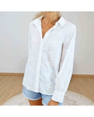 Blouse blanche brodée femme élégante